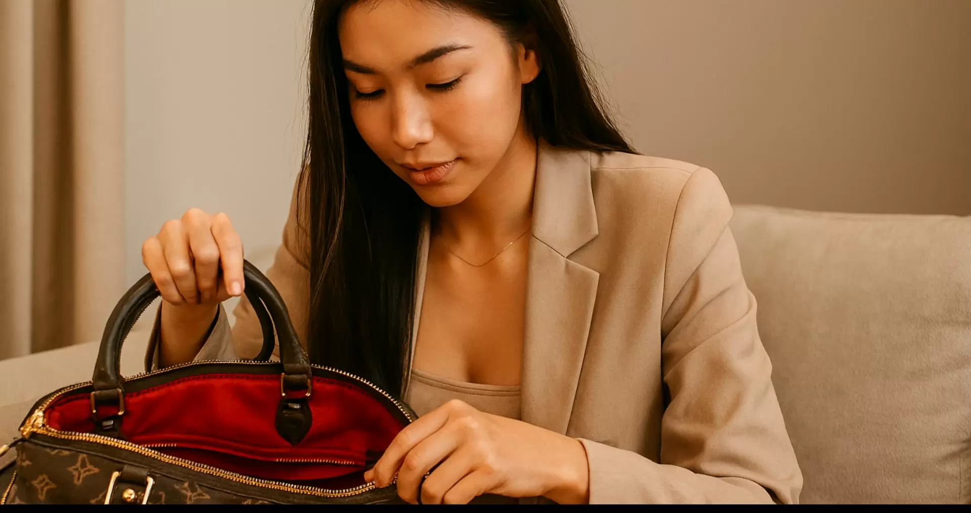 bagian dalam tas lv asli